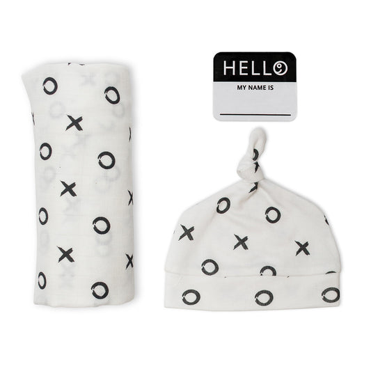 XO HELLO WORLD HAT/SWADDLE SET