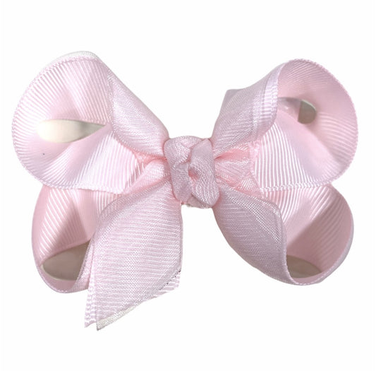 3.5'' Medium Layered Bow Powder Pink