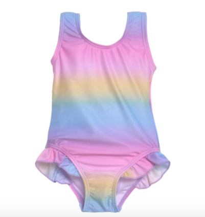 Rainbow Ombre Delaney Hip Ruffle Swimsuit