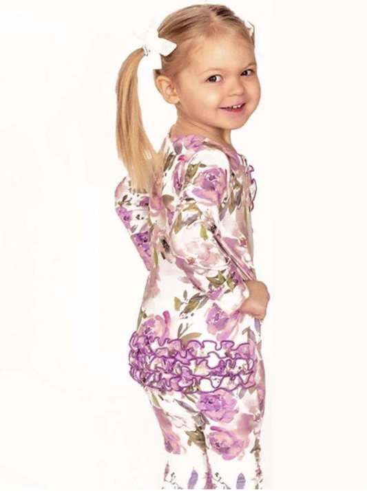 Violet Blossom Ruffle Bamboo Baby PJ