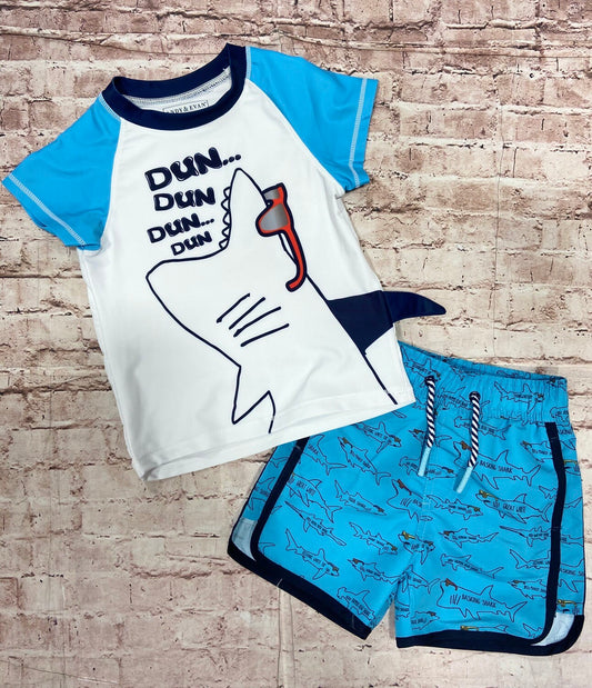 UPF 50 Boys Shark Short Sleeve Rashguard Set
