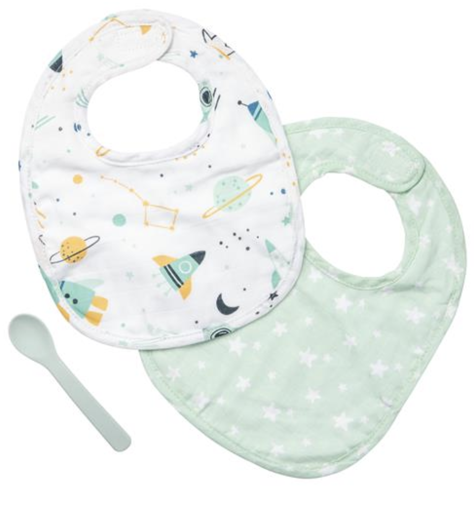 Space Muslin Bib Set