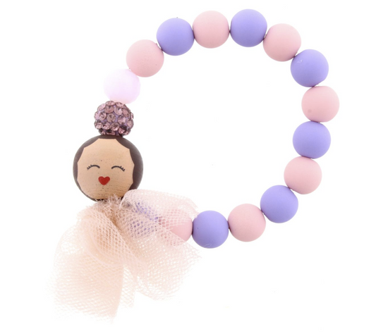 Kids Purple/Pink Beaded w/Princess Bracelet