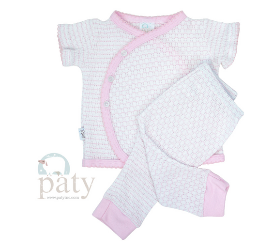 Paty Pinstripe Pink w/Pink Trim Kimono Set