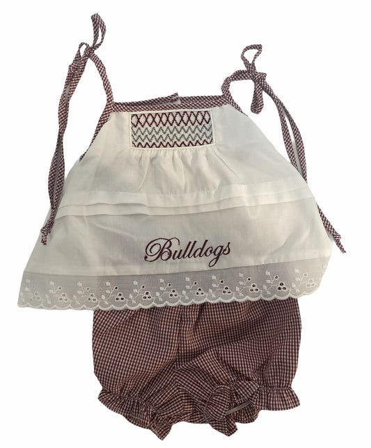 Miss State Smocked Geo Girls Bloomerset