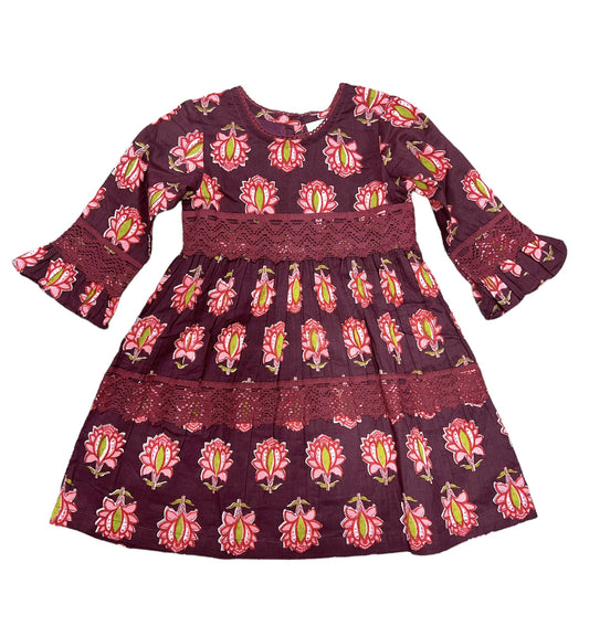 Maroon/Coral Floral Dress