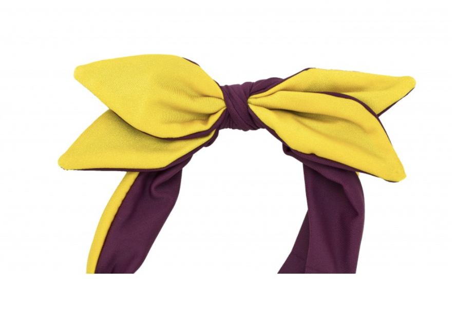 Pomchies Bow Headband - Burgundy/Yellow Gold