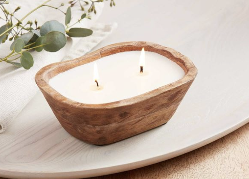 Small Petite Wood Bowl Candle