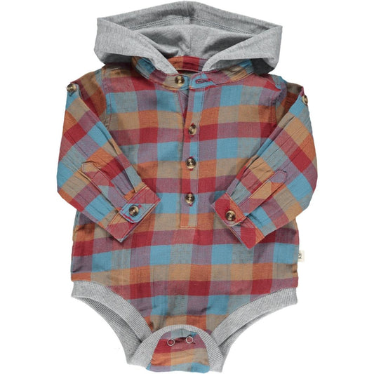 Woodbury Hooded Onesie Red/Rust/Blue