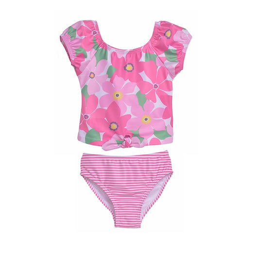 Wild Hibiscus Daisy 2 Piece Tie Front Swimsuit