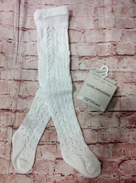 White Openwork Knit Tights