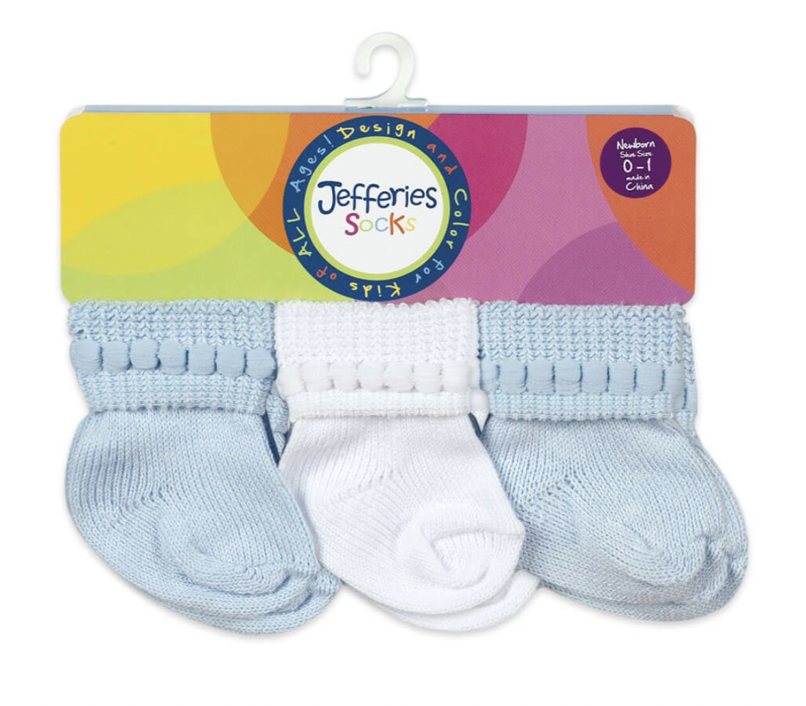 Blue/White Cuff Socks 6 Pair Pack