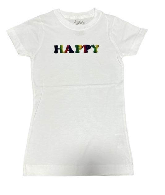 Happy Metallic White Tee