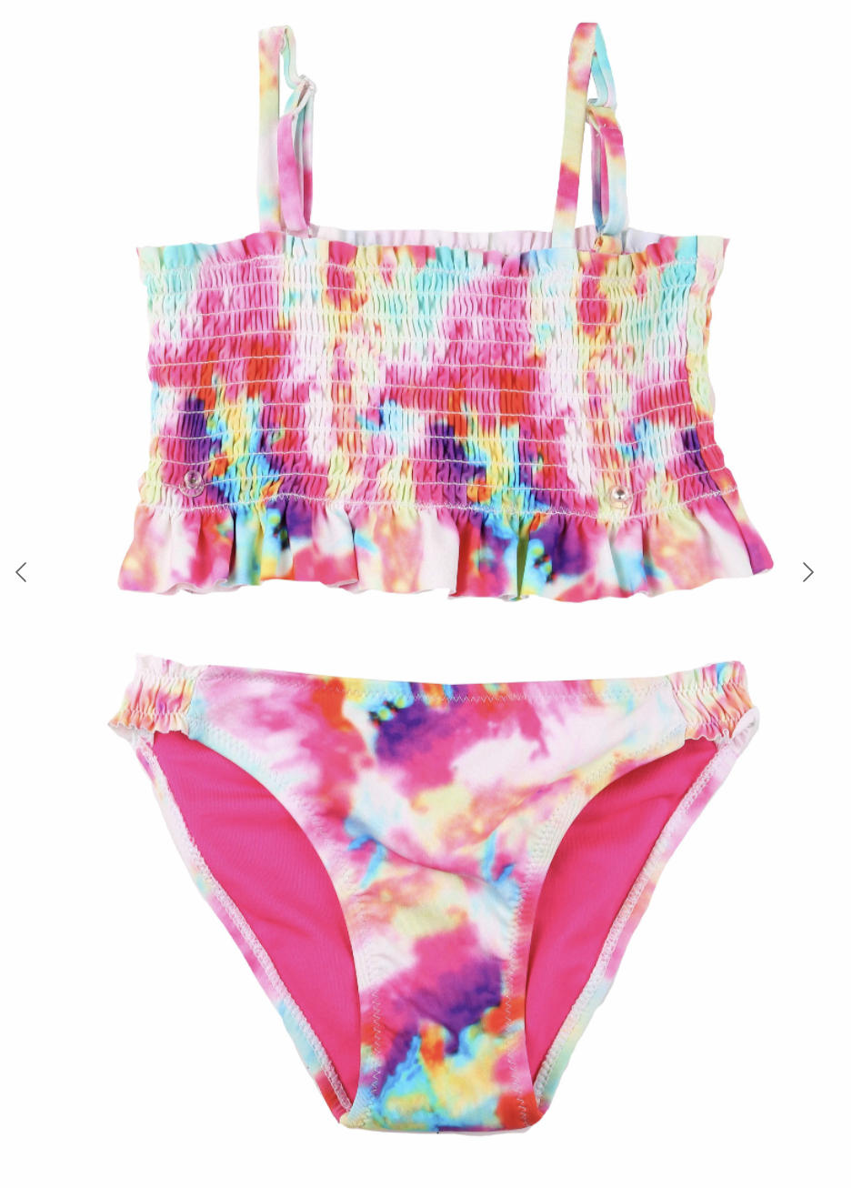 Smocked Pink Tie Dye Bikini