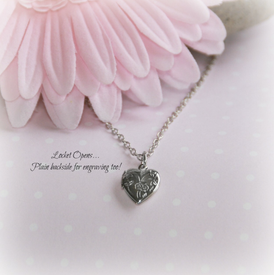 Silver Heart Locket Necklace Infant