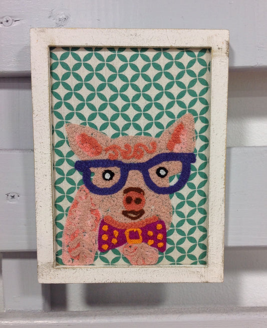 6x8 Stitch wall art-pig