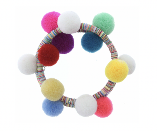 Kids Multi Sequin Wrap w/ Multi Pom Pom Bracelet