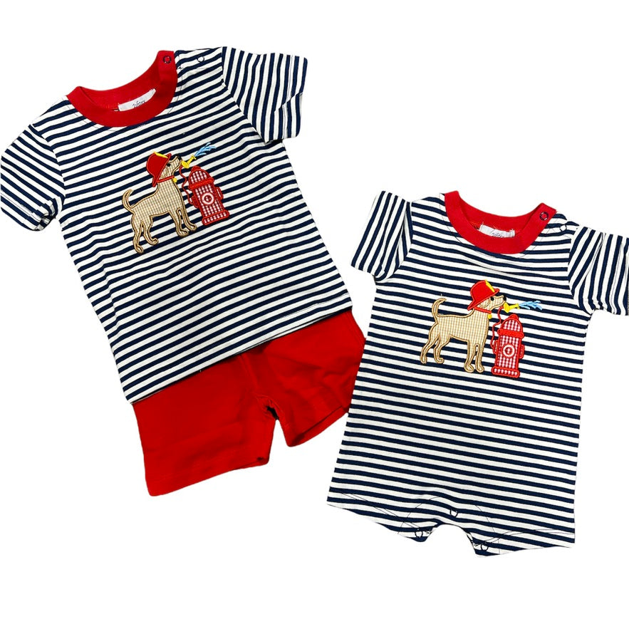 Firefighter Puppy Shorts Set