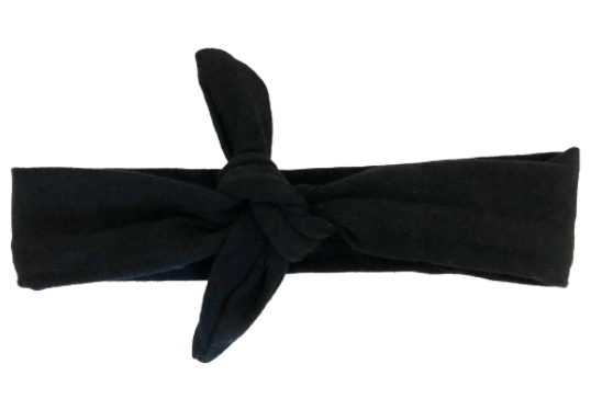 Black Solid Knotted Headband