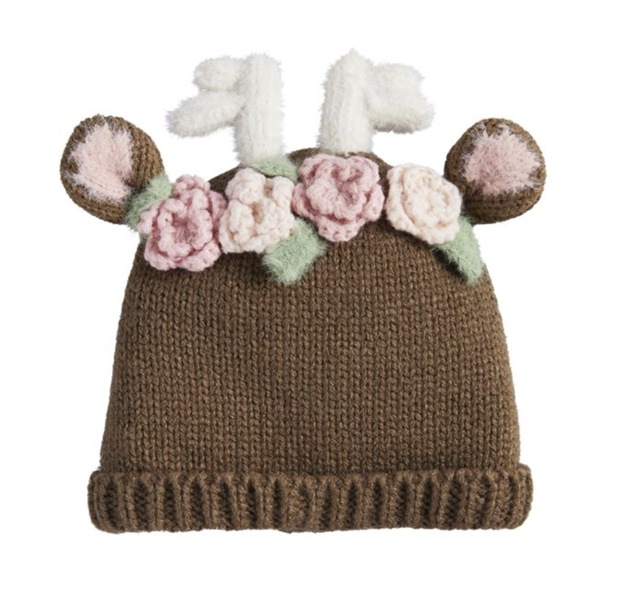 Floral Deer Knit Hat