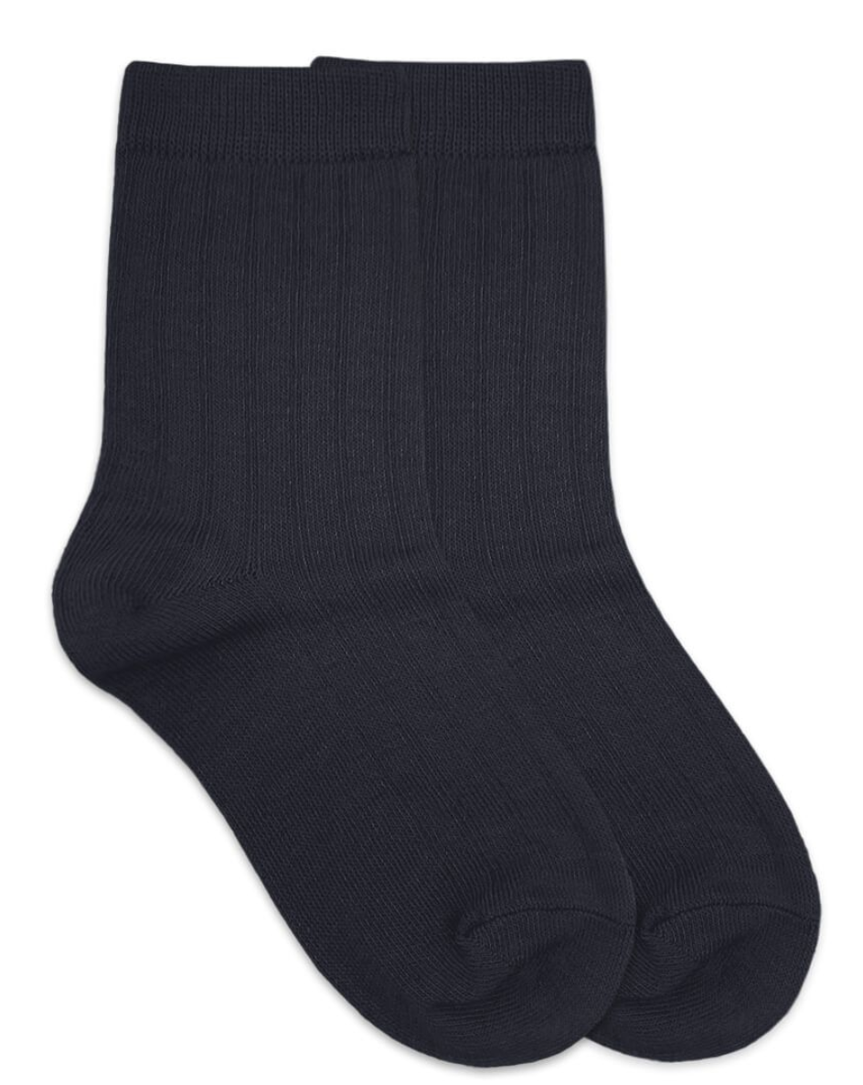 Navy Cotton Rib Crew Socks