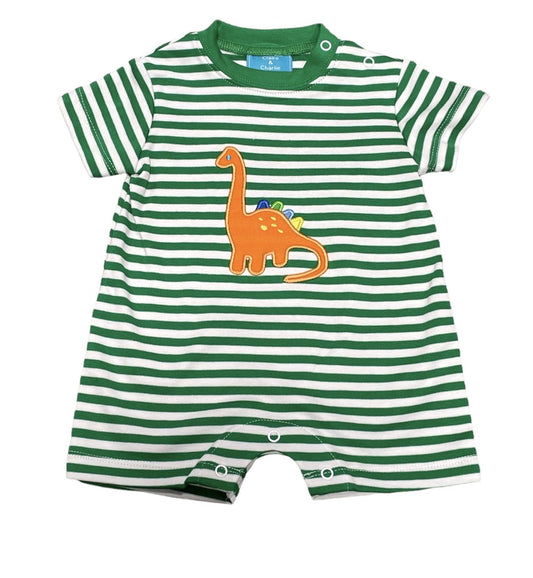 Dinos Green Stripe Knit Romper