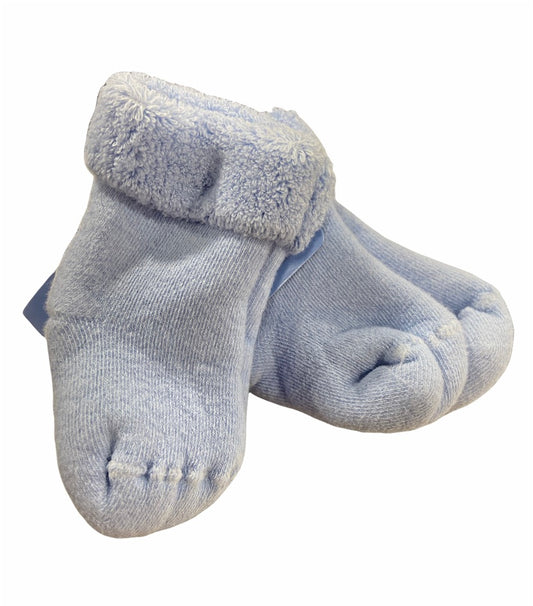 Blue Cuff Bootie Socks 2 Pair Pack NB