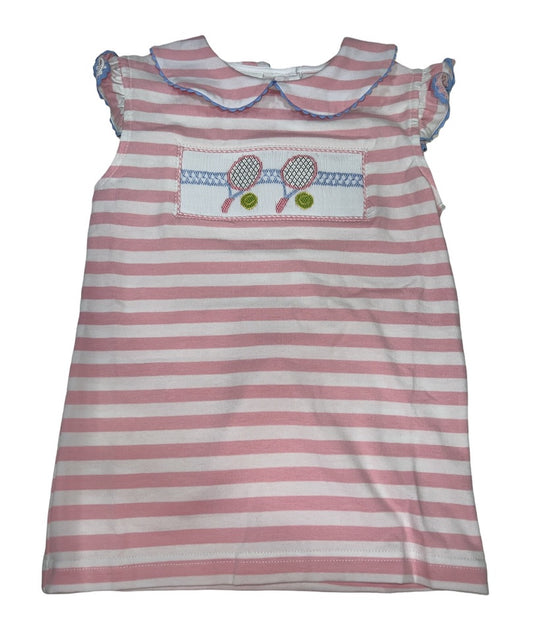 Pink Striped Smocked Tennis Shirt
