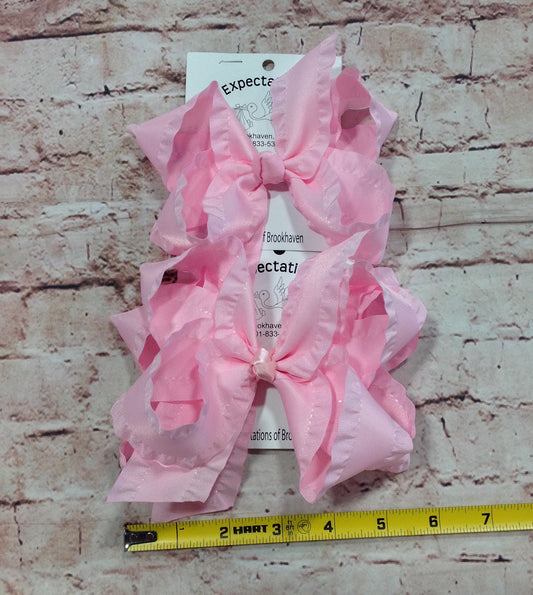 PINK RUFFLE HAIRBOW