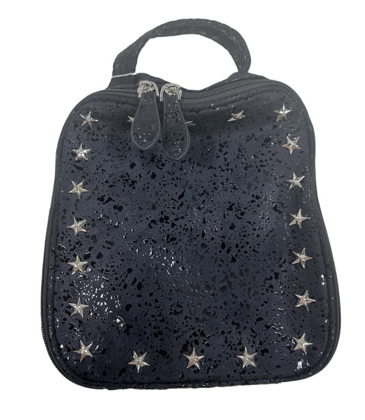 Star Studded Splatter Lunch Bag- Black