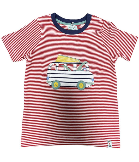 Dino Car Applique Stripe Tee