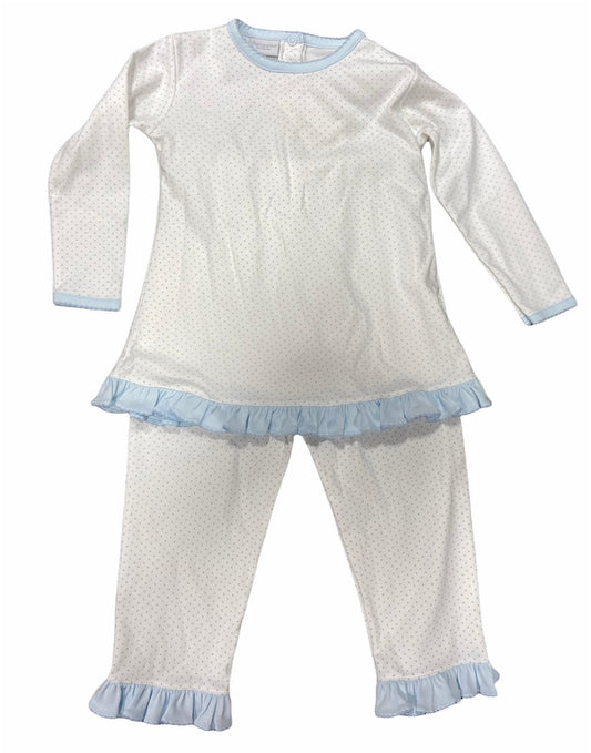 WHITE/BLUE DOT PANT SET