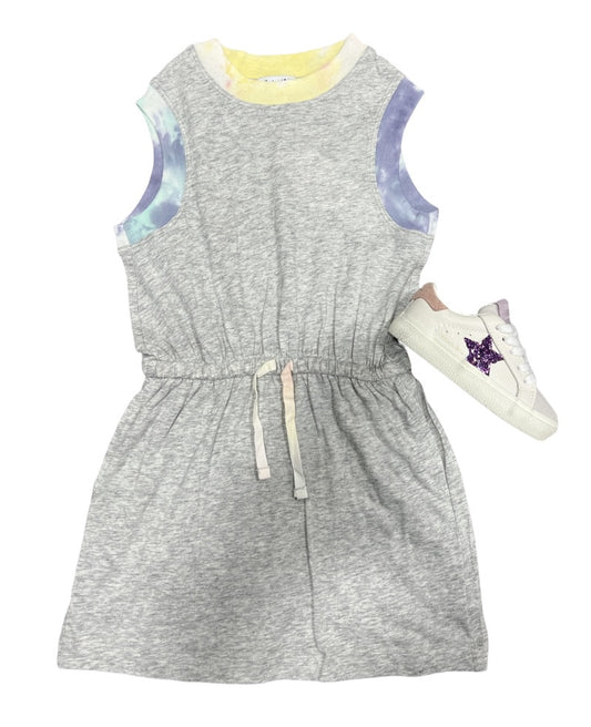 Grey w/tie dye trim dress