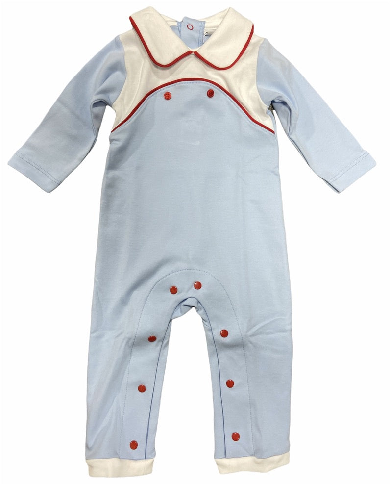 Blue/Red Button Squiggles Coverall