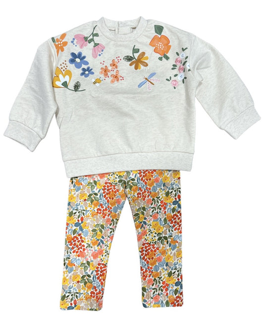 Embroidered Flowered Sweater Legging Set