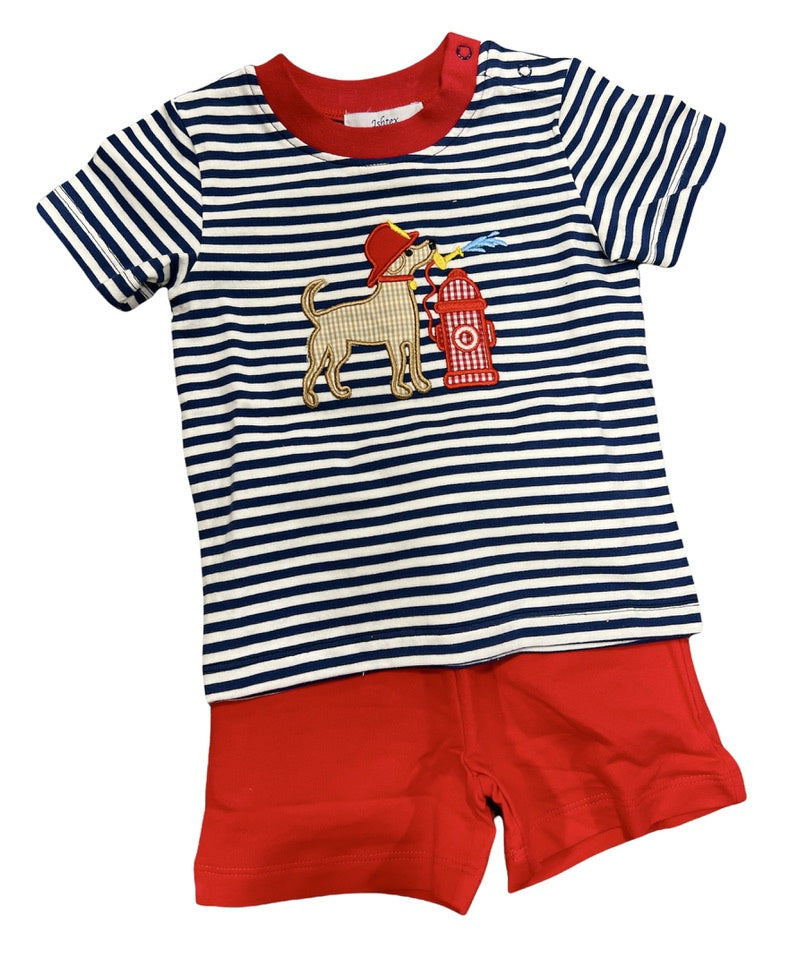 Firefighter Puppy Shorts Set