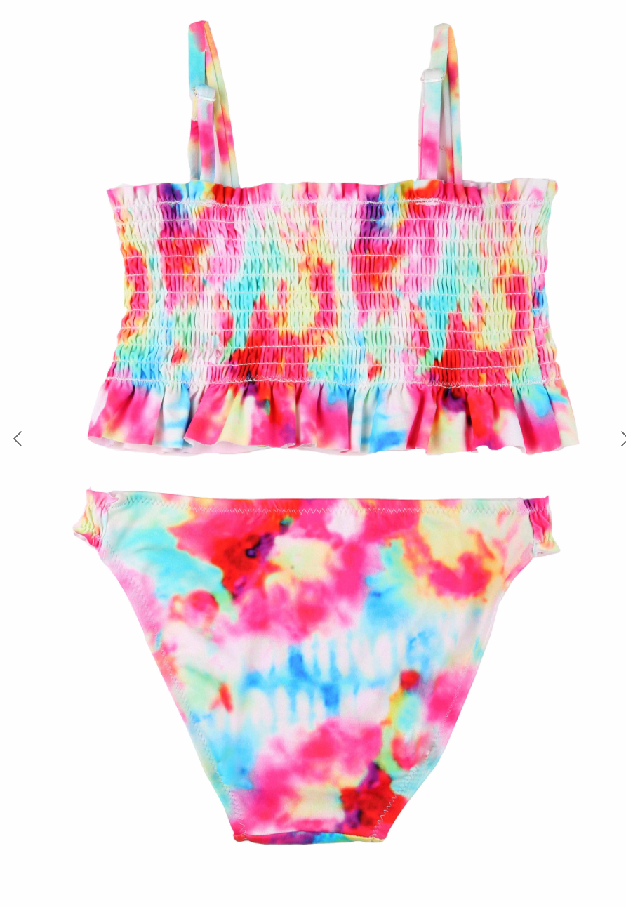 Smocked Pink Tie Dye Bikini