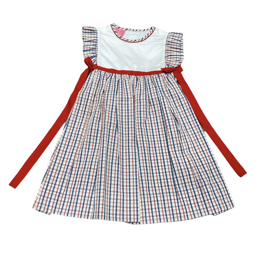 Red/Navy Ruffle Sleeve w/White Bodice Dress