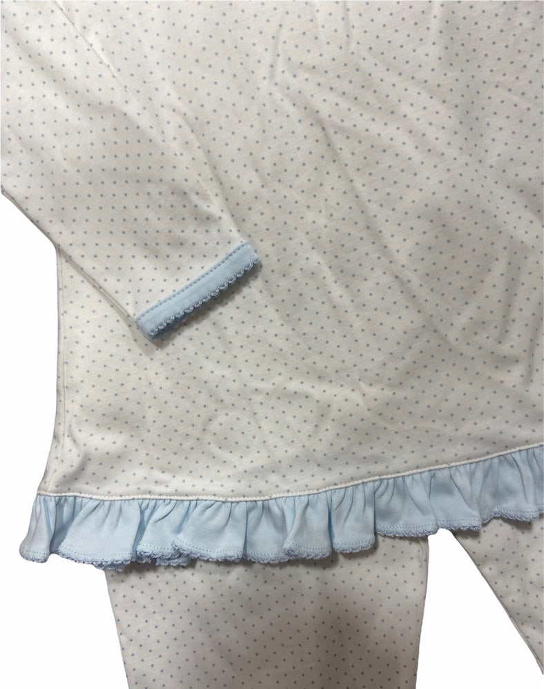 WHITE/BLUE DOT PANT SET