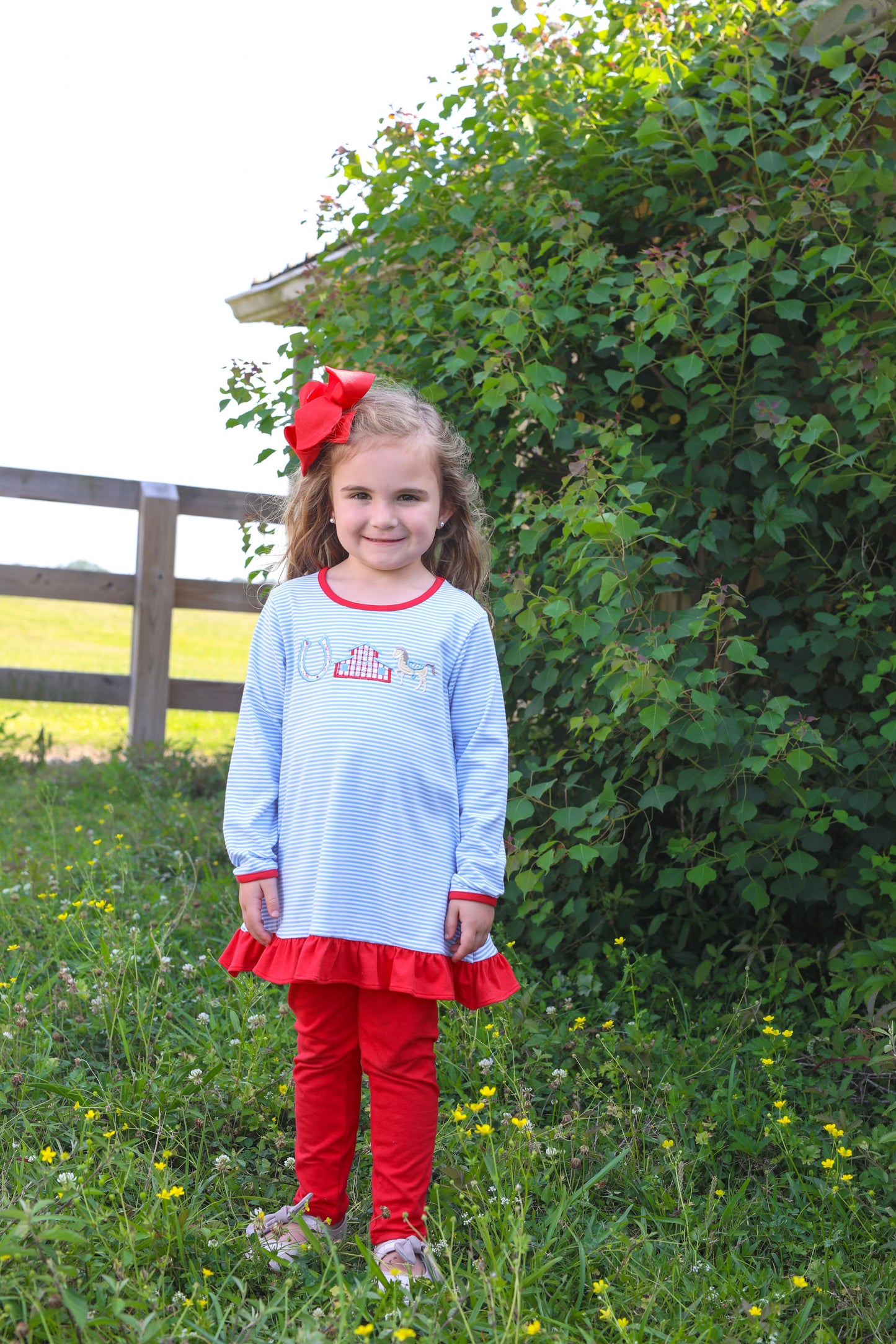 TSK Horse & Stable Applique Ruffle Pants Set