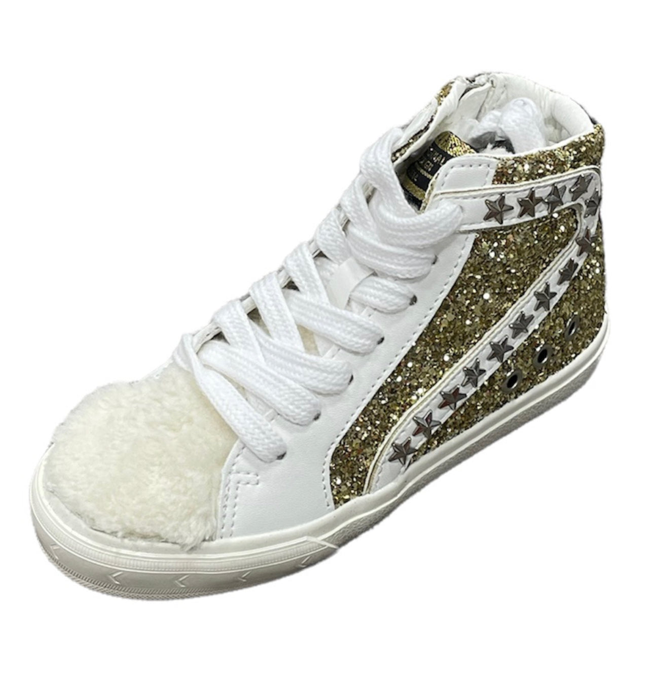 Vintage Havana Margo Gold Glitter Fur High Top