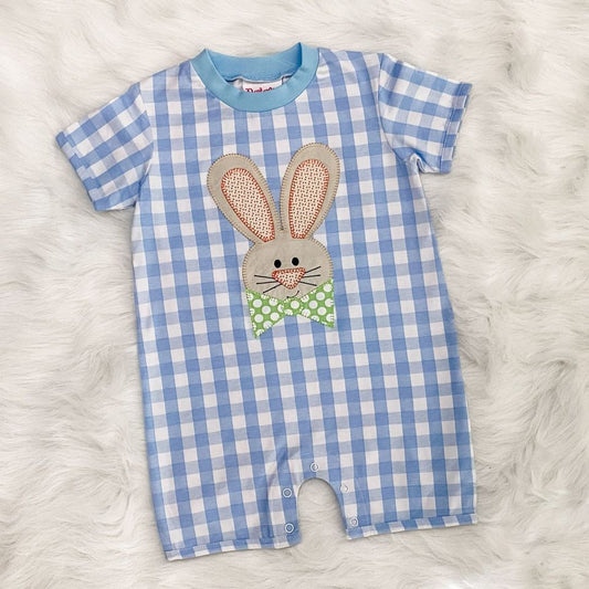 NG Blue Check Bunny Romper