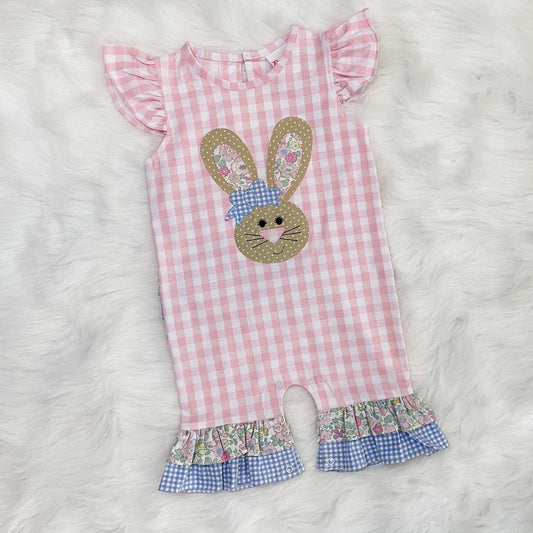 NG Pink Check Bunny Romper