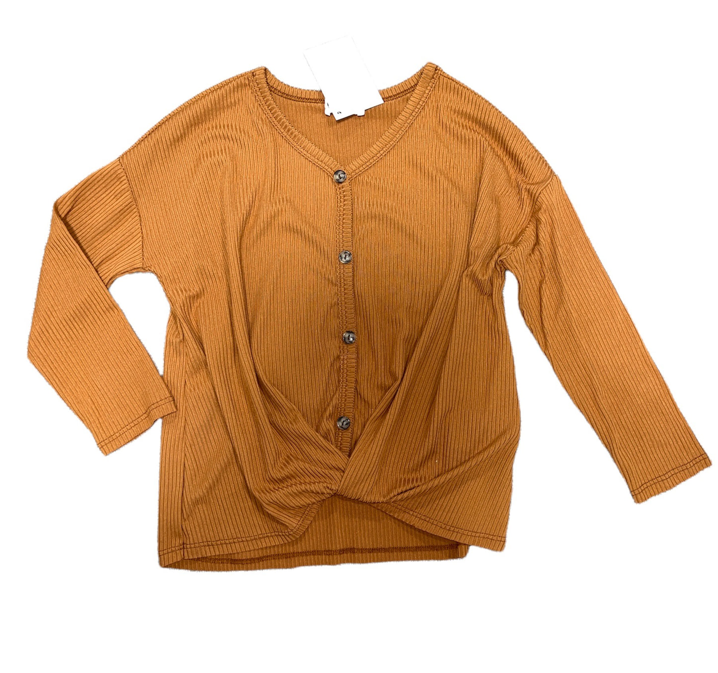 Cognac Ribbed Twist Top