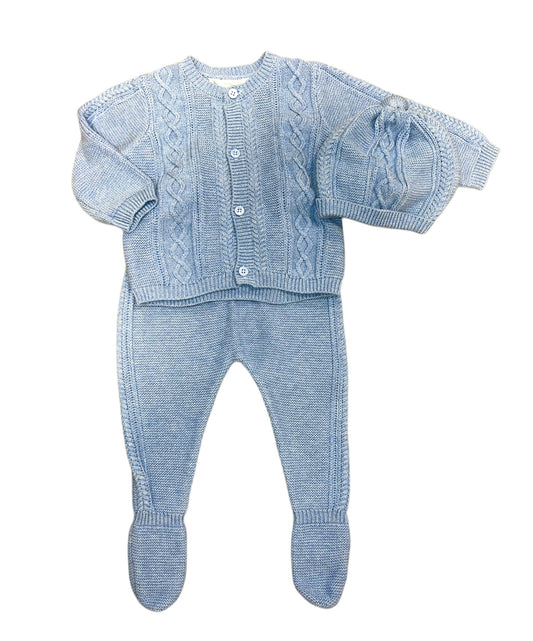 Blue Sweater Footie 3pc Set