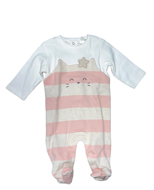 Pink Stripe Kitty Footie