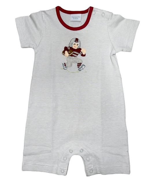 Squiggles Grey/Maroon Football Player Romper