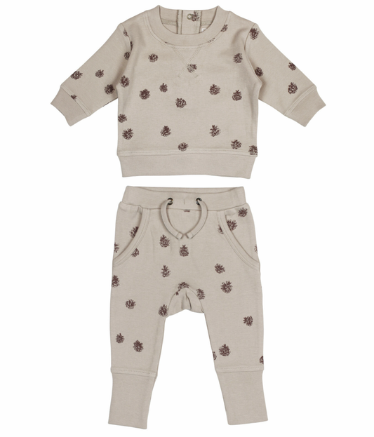 Oatmeal Pinecone Sweatshirt & Jogger Set