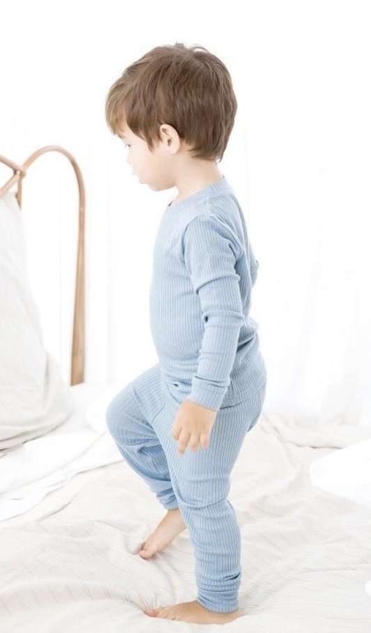 Rib - Blue Long Sleeve PJ's