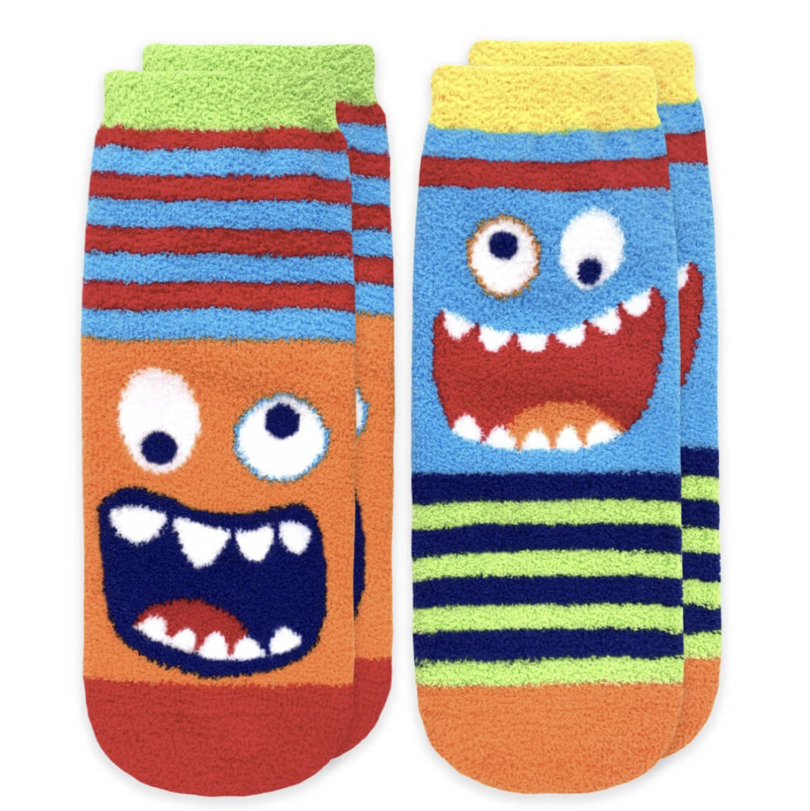 Monster Fuzzy Non-Skid Slipper Socks 2 Pair Pack
